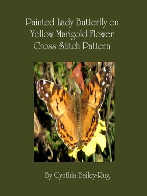 cover image of Painted Lady Butterfly on Yellow Marigold Flower Cross Stitch Pattern